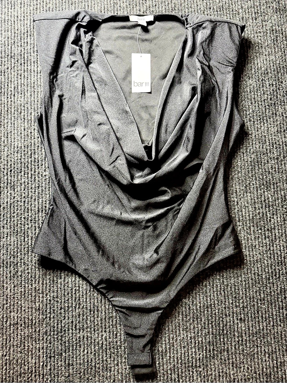 bar III Core Bodysuit Cowl Neck Bodysuit in Black Size Medium NWT